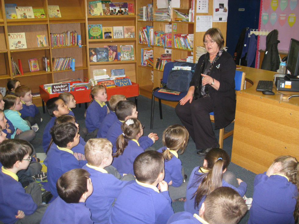Marion Story telling in the Library for World Book Day