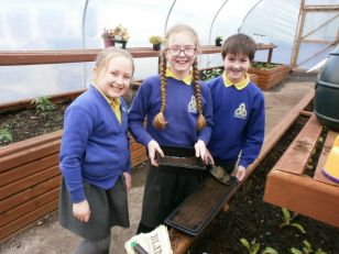 Planting flowers at Cornagrade