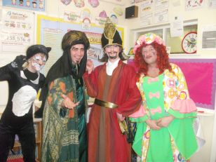 Dick Whittington and the rest of the pantomime cast visit P6