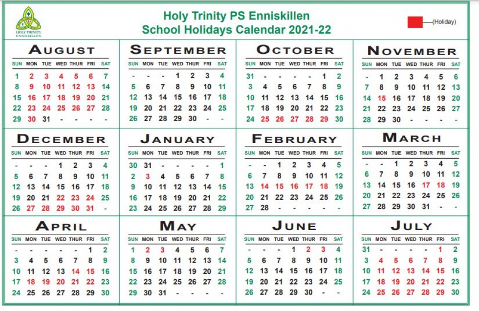 School Calendar 2021-22